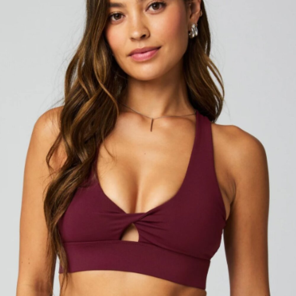 Fabletics Oasis Twist Sports Bra Merlot
